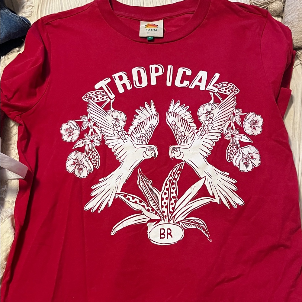 Red Tropical Graphic T-Shirt